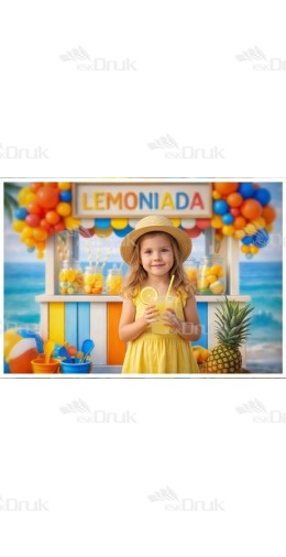 Tło fotograficzne „Kolorowa lemoniada na plaży z balonami” | 4043